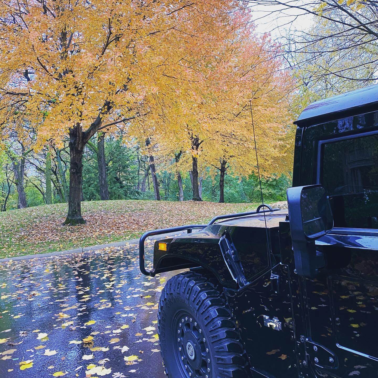 My Trees are beautiful this time of year #hummer #hummerh1 #midwest #hummerh1alpha